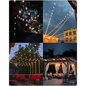SUPERDANNY 25ft Outdoor String Lights with 160 LEDs Remote Control, Warm White Dimmable, Patio Lights IP65 Waterproof Shatterproof LED Blubs for Yard, Porch, Deck, Party&Wedding