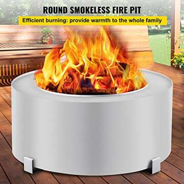 VEVOR Smokeless Fire Pit, Stainless Steel Stove Bonfire, Large 28.5 inch Diameter Wood Burning Fire ...