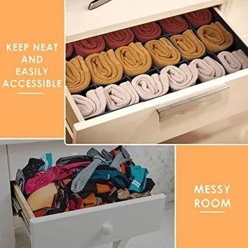 Criusia 3 Pack Durable Sock Organizer for Efficient Storage