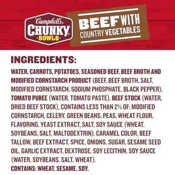 Campbell's Chunky Soup, Beef Soup with Country Vegetables, 15.25 oz Microwavable Bowl