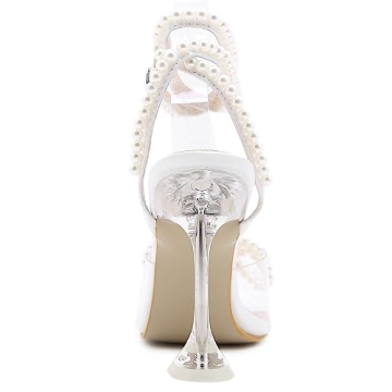 YIYA Women's Pearl Heels Sandals for Special Occasions