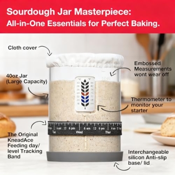 2 Pack Premium Pro Sourdough Starter Jar Kit - 40oz Large Wide Mouth Sourdough Bread Jar with Marked...