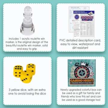 Extguds Roulette Wheel and Craps Set for Game Night Fun
