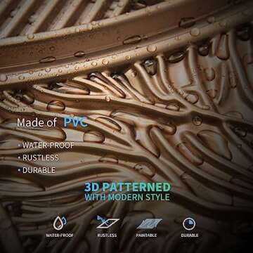 Art3d Drop Ceiling Tiles 24x24 in Bronze (12-Pack, 48 Sq.ft), 3D Wainscoting Panels Glue Up 2x2