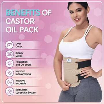 Castor Oil Pack Wrap – Reusable Organic Castor Oil Packs for Liver (Compress), Less Mess, Anti Lea...