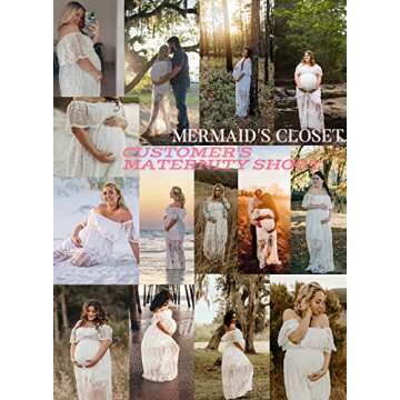 MERMAID'S CLOSET Womens Off Shoulder Embroidered Lace Maxi Dress Boho White Wedding Guest Party Mate...