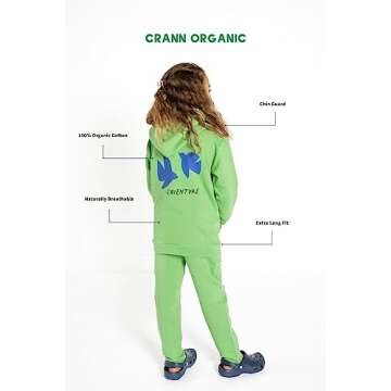 Crann Organic Kids' Zip-Up Hoodie in Green - Sustainable Style