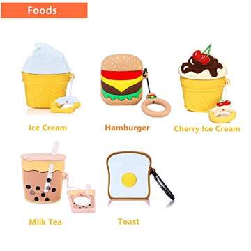 LEWOTE Silicone Case Compatible for Apple Airpods 1&2 Funny Cute Cover [Fruit and Vegetable Series](Smile Avocado)