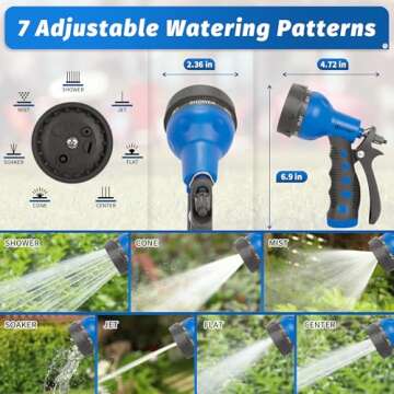 AUTOMAN-Garden-Hose-Nozzle,ABS Water Spray Nozzle with Heavy Duty 7 Adjustable Watering Patterns,Sli...