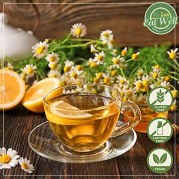 Eat Well Premium Foods Chamomile Flowers 4 oz, Dried Chamomile Tea Loose Leaf, Edible Culinary Camomile Herb for Drinking and Cooking, Versatile Camomile Dried Herbs and Flowers in Resealable Bag