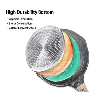 JEETEE Kitchen Cooking Pots and Pans Set Nonstick, Induction Granite Coating Cookware Sets 18 Pieces with Griddle / Saucepan, Frying / Sauté Pan, PFOA Free, (Grey, 18pcs)