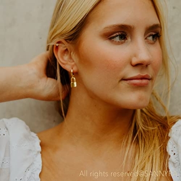 SANNYRA Lock Earrings - Dainty Beachy Gold Plated Jewelry