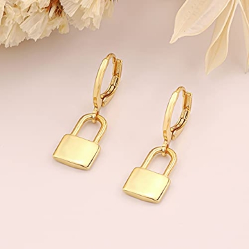 SANNYRA Lock Earrings - Dainty Beachy Gold Plated Jewelry