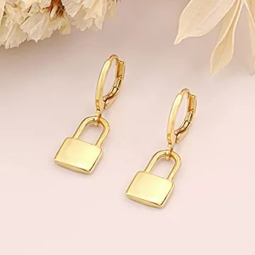 SANNYRA Lock Earrings - Dainty Beachy Gold Plated Jewelry