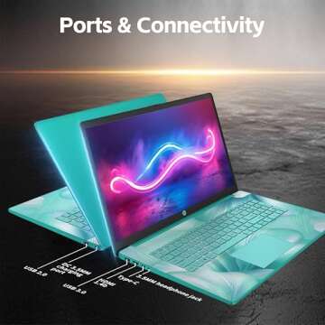 HP 17 Laptop, Intel Celeron N4120 Processor, 17.3’’ HD+ Touchscreen Display, 32GB RAM,1TB SSD, Intel UHD Graphics, Backlit Keyboard, Windows 11 Home, Fatcayes Accessory, Aquamarine Sky (Renewed)