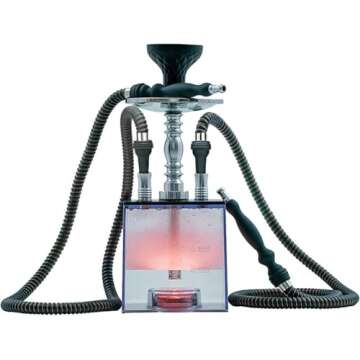 ASANMA 2 Hose Hookah Set with Travel Case, LED Light & Cleaning Brush