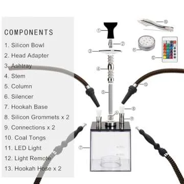 Innovative 2 Hose Hookah Set with LED Lights for Gatherings