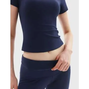 PUMIEY Two Piece Sets for women Lounge Sets Short Sleeve Tops Flare Leggings Set Going Out Casual Outfits Matching Sets Tracksuit, Dark Night Small