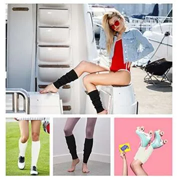 V28 Women Eighty’s Knitted Warm Leg Warmers - 2 Pack