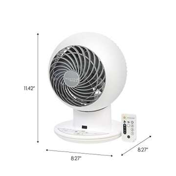 IRIS USA WOOZOO Fan with Remote, Oscillating Fan, Desk Fan, Table Air Circulator, Globe Fan, 5 Speeds, 82ft Max Air Distance, 90° Adjustable Tilt, 30 db Low Noise, New 2023 Model