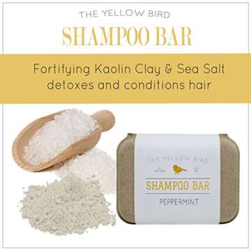 The Yellow Bird Solid Bar Shampoo Soap. Grapefruit, Rosemary, and Lavender. Mild Natural and Organic Ingredients. Sulfate Free. Gentle Scalp + Hair Care
