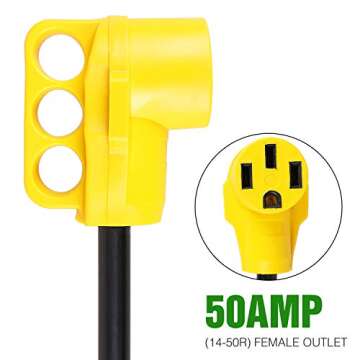 Homdec 12 Inch 30Amp Male to 50Amp Female RV Adapter with Grip Handle, Waterproof Heavy Duty RV Powe...