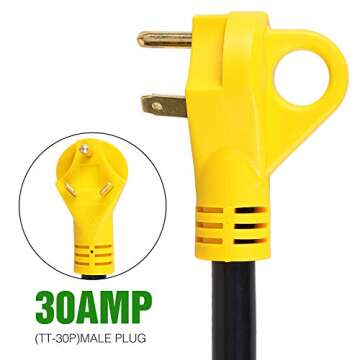 Homdec 12 Inch 30Amp Male to 50Amp Female RV Adapter with Grip Handle, Waterproof Heavy Duty RV Power Cord Adaptor for Tesla Camper Van Trailer Motorhome