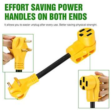 Homdec 12 Inch 30Amp Male to 50Amp Female RV Adapter with Grip Handle, Waterproof Heavy Duty RV Power Cord Adaptor for Tesla Camper Van Trailer Motorhome