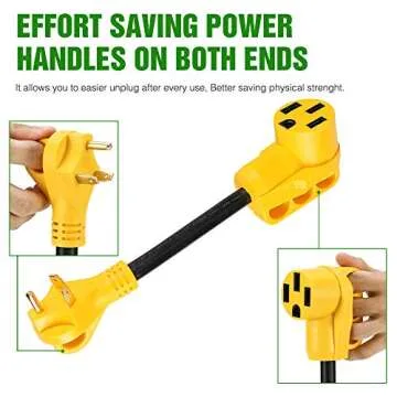 Homdec 12 Inch 30Amp Male to 50Amp Female RV Adapter with Grip Handle, Waterproof Heavy Duty RV Power Cord Adaptor for Tesla Camper Van Trailer Motorhome