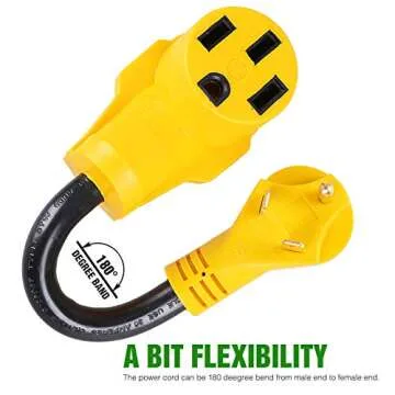 Homdec 12 Inch 30Amp Male to 50Amp Female RV Adapter with Grip Handle, Waterproof Heavy Duty RV Power Cord Adaptor for Tesla Camper Van Trailer Motorhome