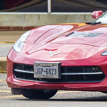 Bling License Plate Frame for Women,Sparkle Crystal Bedazzled Rhinestone License Plate Frames with 1400pcs Rhinestones, Handcrafted Crystal Premium Stainless Steel Frame with Screw Caps (White)