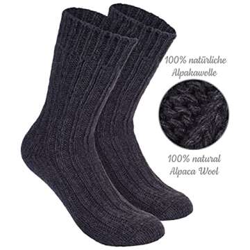 BRUBAKER Warm Alpaca Socks for Men or Women - 4 Pairs