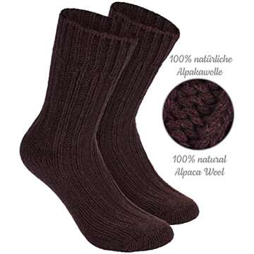 BRUBAKER Warm Alpaca Socks for Men or Women - 4 Pairs