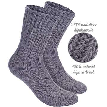 BRUBAKER Warm Alpaca Socks for Men or Women - 4 Pairs