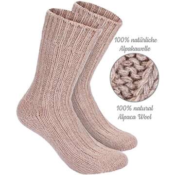 BRUBAKER Warm Alpaca Socks for Men or Women - 4 Pairs