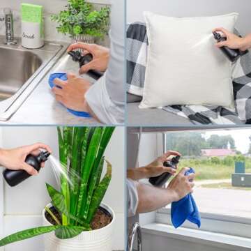 Cornucopia 8-Ounce Black Glass Spray Bottles or Perfume Bottles (4-Pack); w/Fine Mist Atomizer Spritzers for Aromatherapy, Cologne, DIY & More