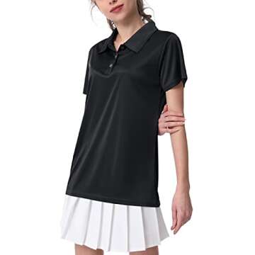 3-Pack Women's Short-Sleeve Sport Polo Shirts Quick Dry Moisture-Wicking Activewear Polos Tops for Work