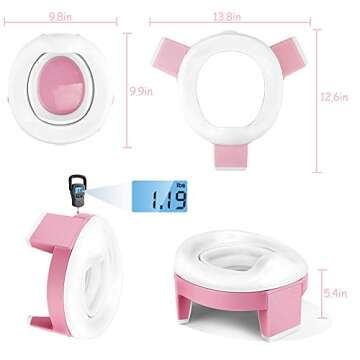 3-in-1 Go Portable Toddler Potty Seat for Travel, Folding Potty Training Toilet Chair with Travel Bag, Lightweight Potty Trainer for Travel Home Car Camping Use for Kids Baby