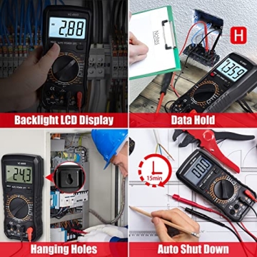 Cyeelves Digital Multimeter Auto-Ranging with Backlit LCD
