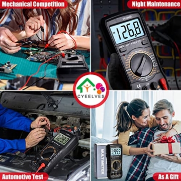 Cyeelves Digital Multimeter Auto-Ranging with Backlit LCD