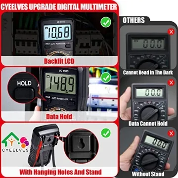Cyeelves Digital Multimeter Auto-Ranging with Backlit LCD