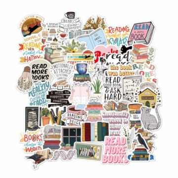 Bookish Stickers for Kindle, 50pcs Reading Stickers for Laptop Water Bottle,Booktok Stickers Book Lo...