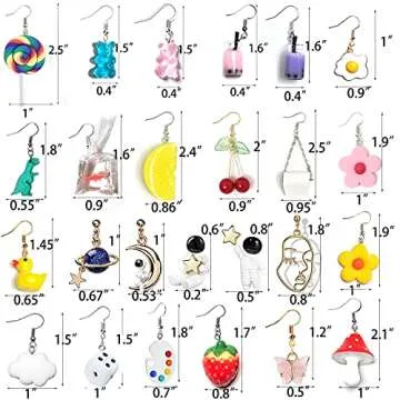 24 Pairs Quirky Cute Earrings Set for Creative Styles