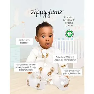 ZippyJamz Organic Sleepers with Innovative Dual Zippers