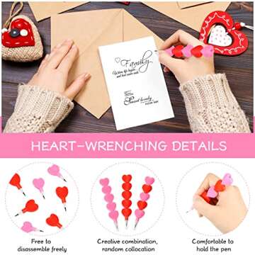 Chinco 24 Valentine's Day Heart-Shaped Stackable Pencils