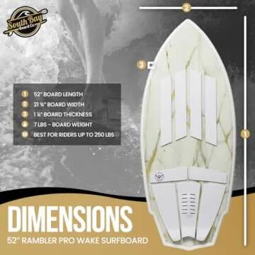 South Bay Board Co. - 63” / 54" / 52" Wakesurf Board - Best Performance Wake Surfboards for Kids & Adults - Durable Compressed Fiberglassed Wake Surf Board - Pre-Installed Wax-Free Foam Traction