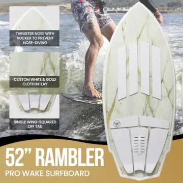 South Bay Board Co. - 63” / 54" / 52" Wakesurf Board - Best Performance Wake Surfboards for Kids & Adults - Durable Compressed Fiberglassed Wake Surf Board - Pre-Installed Wax-Free Foam Traction