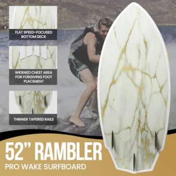 South Bay Board Co. - 63” / 54" / 52" Wakesurf Board - Best Performance Wake Surfboards for Kids & Adults - Durable Compressed Fiberglassed Wake Surf Board - Pre-Installed Wax-Free Foam Traction