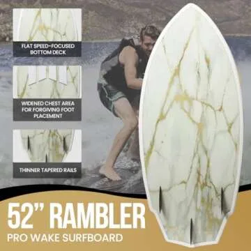 South Bay Board Co. - 63” / 54" / 52" Wakesurf Board - Best Performance Wake Surfboards for Kids & Adults - Durable Compressed Fiberglassed Wake Surf Board - Pre-Installed Wax-Free Foam Traction