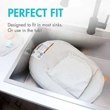 Boon Puff+ Inflatable Baby Bather - Infant Bathtub Includes Microfleece Cover, Swaddle Wings, and Storage Bag – Inflatable Baby Bathtub for Newborns and Infants